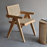 Natural Japandi Rattan Dining Chair with Solid Wood Frame Natural