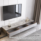 Fero Modern Black Extendable Stone & Wood TV Stand with 3 Drawers Up to 120" Gray