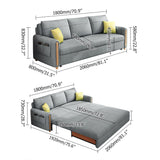 Arm Full Sleeper Sofa Bed with Storage & Side Pockets Light Gray