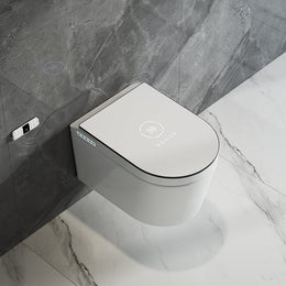 Modern Smart One-Piece Wall-Mounted Elongated Automatic Toilet and Bidet with Seat White