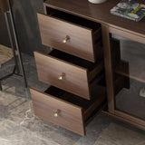 Ultic Modern Rectangle Sideboard Buffet with Ample Storages & Doors in Walnut Walnut