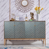 Modern Cabinet Scale Patterned Sideboard Buffet with Doors & Shelves 59.1"W x 15.7"D x 36.2"H