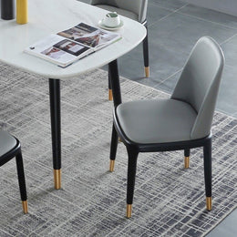 Modern Upholstered Gray PU Dining Table Chair (Set of 2) Gray