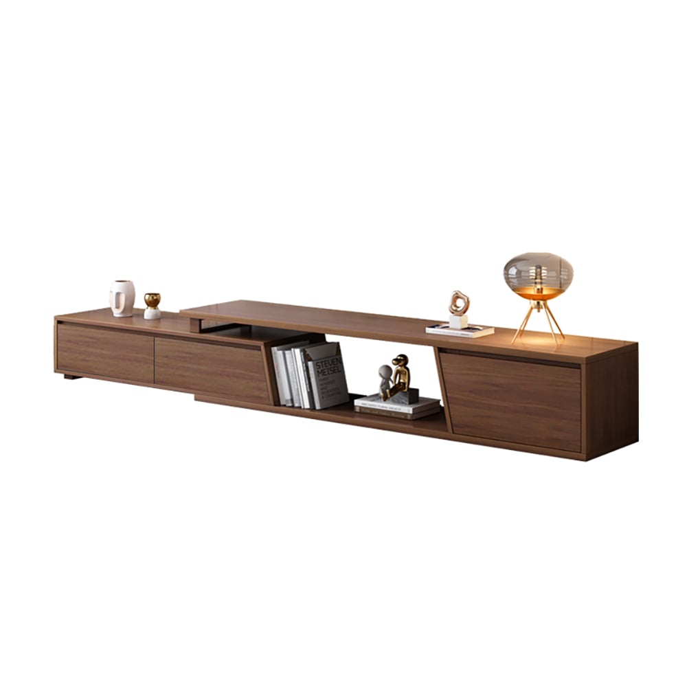 Fero Minimalist Rectangle Extendable TV Stand with 3 Drawers Up to 120" Walnut