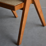 Natural Japandi Rattan Dining Chair with Solid Wood Frame Walnut