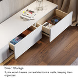 Kayla Rectangle Wood Extendable TV Stand & Media Console with 3-Drawer Natural & White
