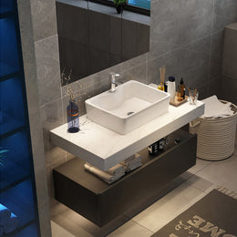 Modern Floating Bathroom Vanity Set With Single Sink White & Black